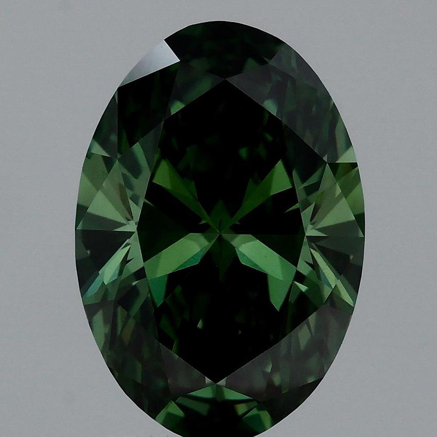 2.66 Ct. Fancy Vivid Green Oval Lab Grown Diamond