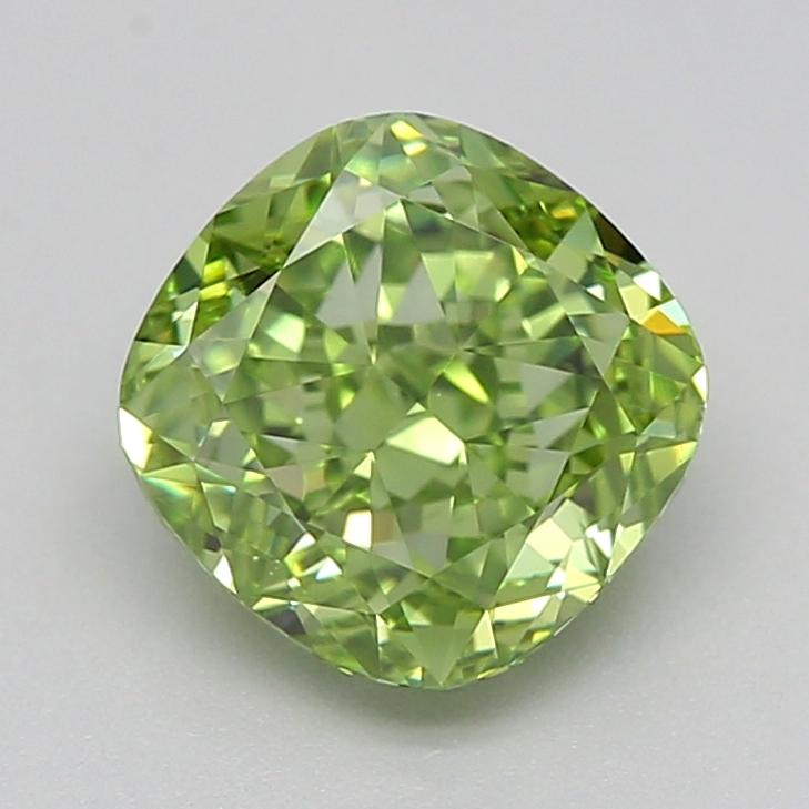 1.09 Ct. Fancy Vivid Green Cushion Lab Grown Diamond