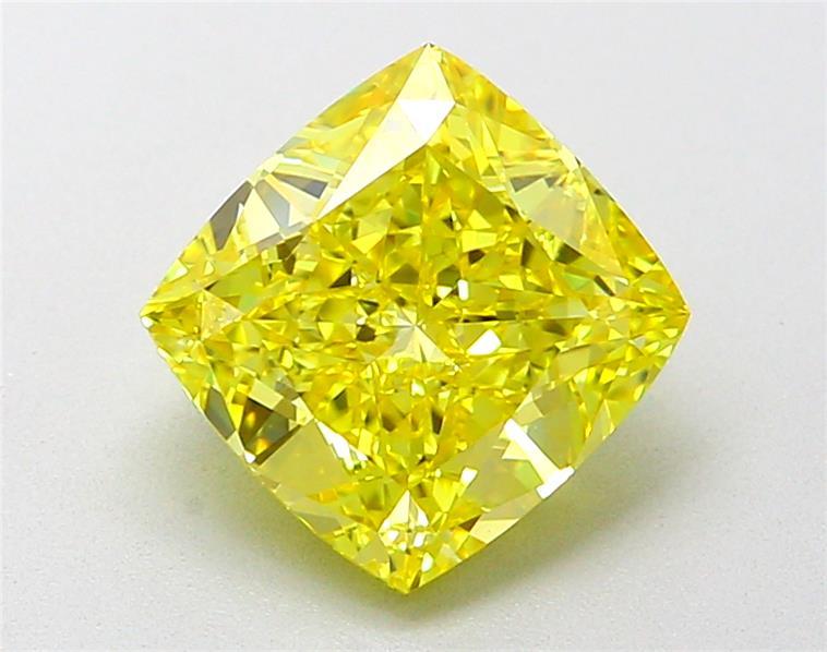 2.06 Ct. Fancy Vivid  Yellow Cushion Lab Grown Diamond