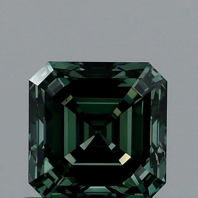 0.97 Ct. Fancy Vivid Green Asscher Lab Grown Diamond