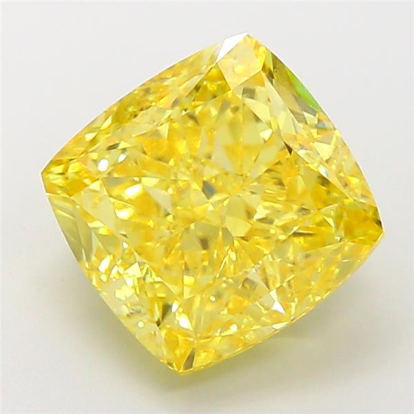 5.01 Ct. Fancy Vivid Yellow Cushion Lab Grown Diamond