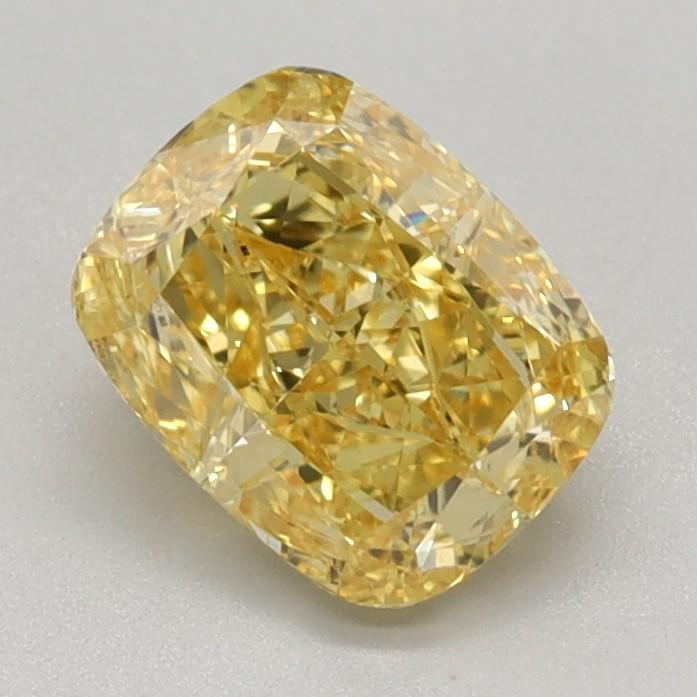 0.88 Ct. Fancy Vivid Yellow Cushion Lab Grown Diamond