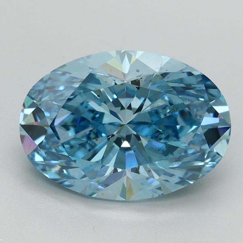 3.15 Ct. Fancy Vivid Blue Oval Lab Grown Diamond