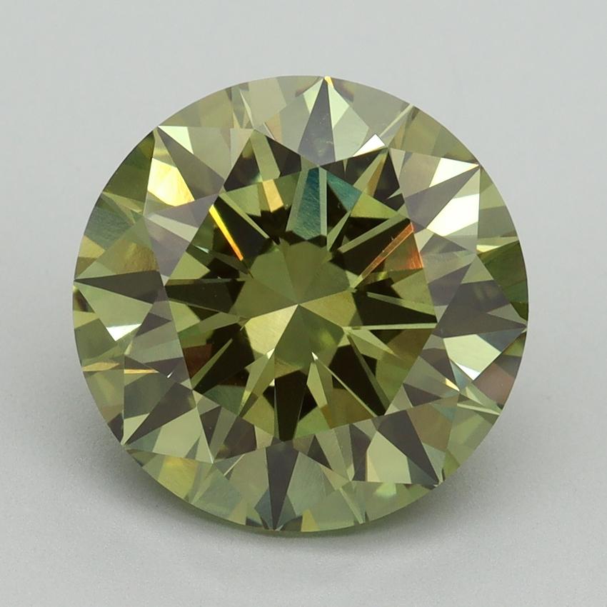 5.23 Ct. Fancy Vivid Green Round Lab Grown Diamond