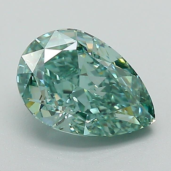 1.56 Ct. Fancy Vivid Blue Green Pear Lab Grown Diamond
