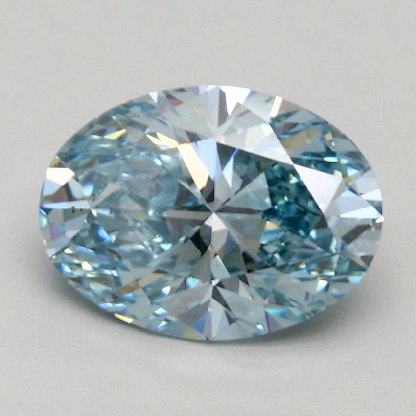 2.20 Ct. Fancy Intense Greenish Blue Oval Lab Grown Diamond