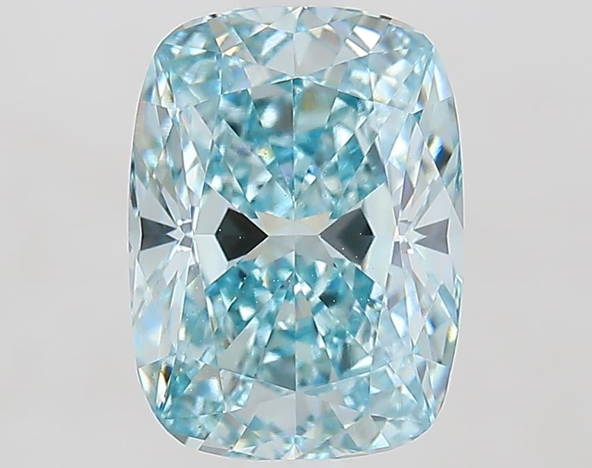 2.51 Ct. Fancy Intense Greenish Blue Cushion Lab Grown Diamond