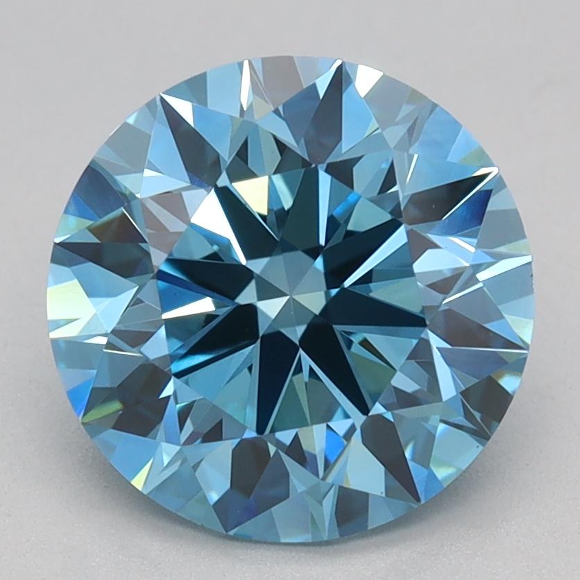 2.14 Ct. Fancy Vivid Blue Round Lab Grown Diamond