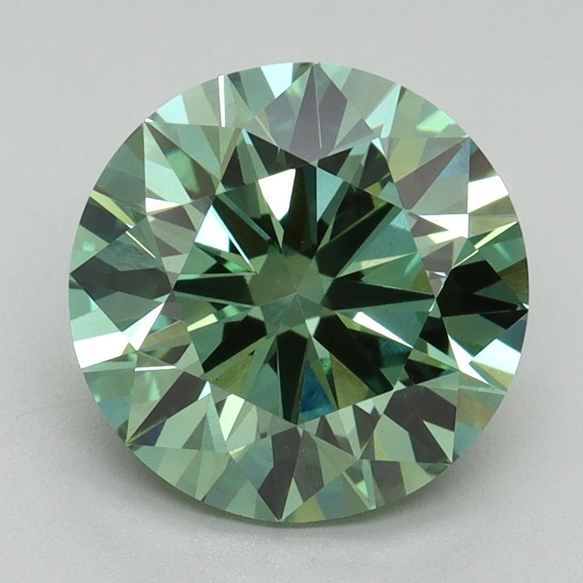 2.91 Ct. Fancy Vivid Green Round Lab Grown Diamond