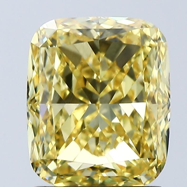 2.03 Ct. Fancy Vivid Yellow Cushion Lab Grown Diamond