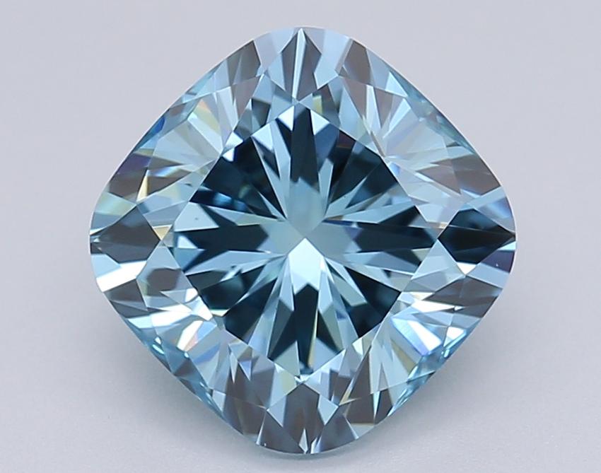 2.53 Ct. Fancy Vivid Blue Cushion Lab Grown Diamond