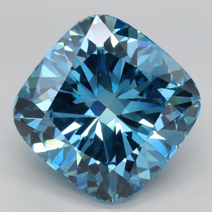 5.24 Ct. Fancy Vivid Blue Cushion Lab Grown Diamond