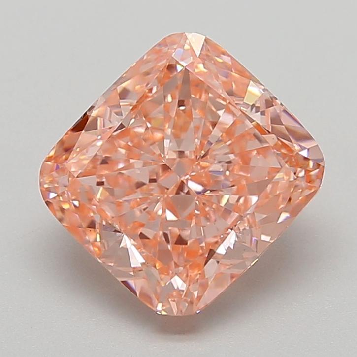 4.01 Ct. Fancy Vivid  Pink Cushion Lab Grown Diamond