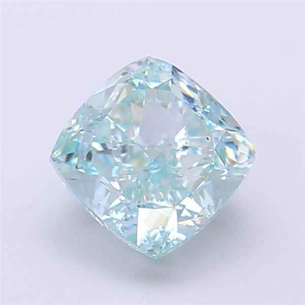2.02 Ct. Fancy Vivid Green Cushion Lab Grown Diamond