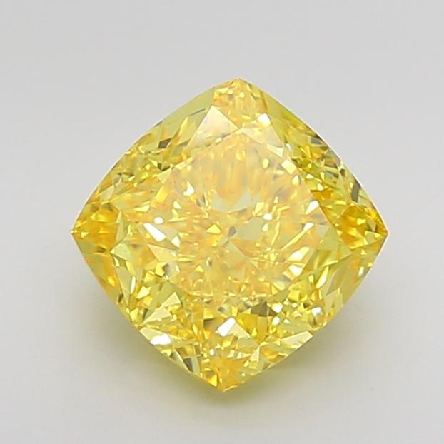 3.01 Ct. Fancy Vivid Yellow Cushion Lab Grown Diamond