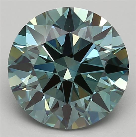 2.54 Ct. Fancy Intense Greenish Blue Round Lab Grown Diamond