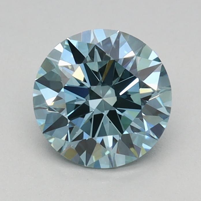 0.70 Ct. Fancy Vivid Greenish Blue Round Lab Grown Diamond