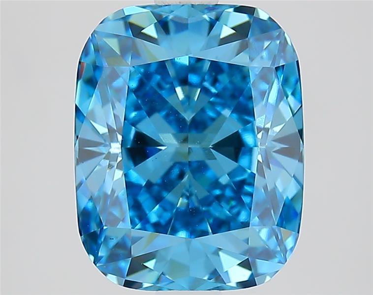 2.92 Ct. Fancy Vivid  Blue Cushion Lab Grown Diamond