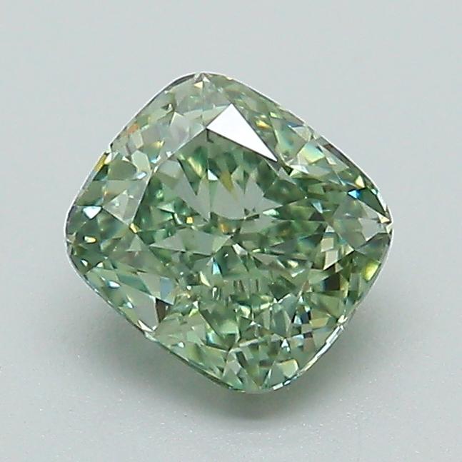 1.00 Ct. Fancy Vivid Green Cushion Lab Grown Diamond