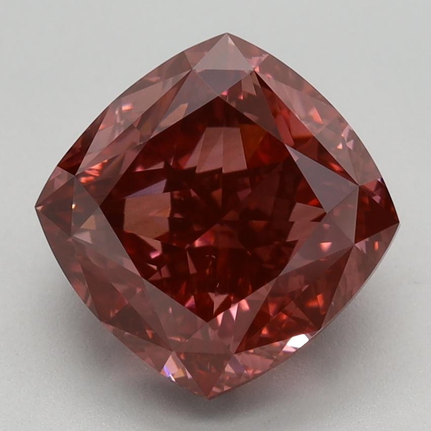 3.38 Ct. Fancy Vivid Brownish Pink Cushion Lab Grown Diamond