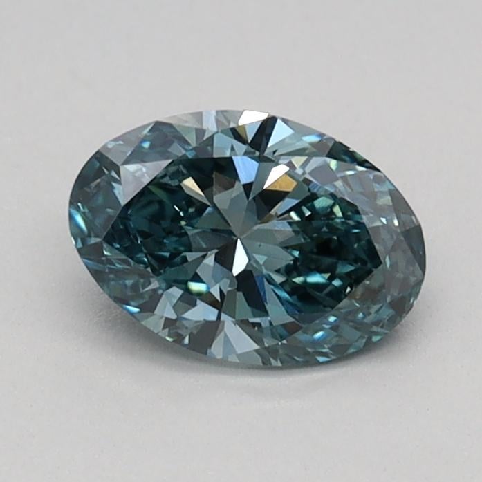 0.45 Ct. Fancy Vivid Bluish Green Oval Lab Grown Diamond