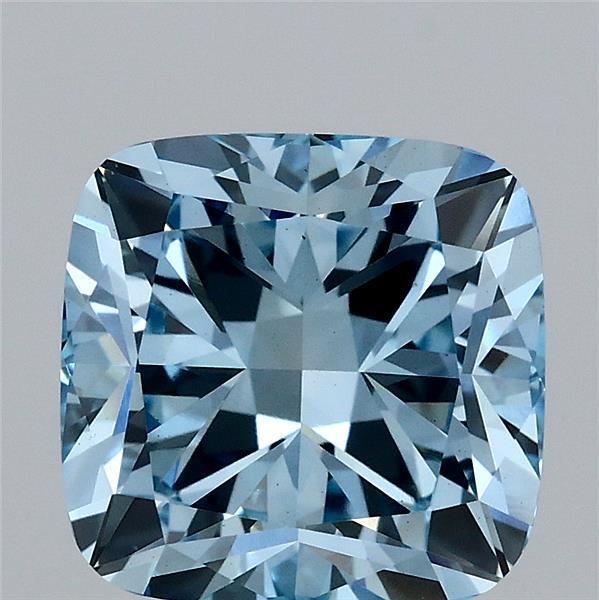 3.06 Ct. Fancy Vivid Blue Cushion Lab Grown Diamond