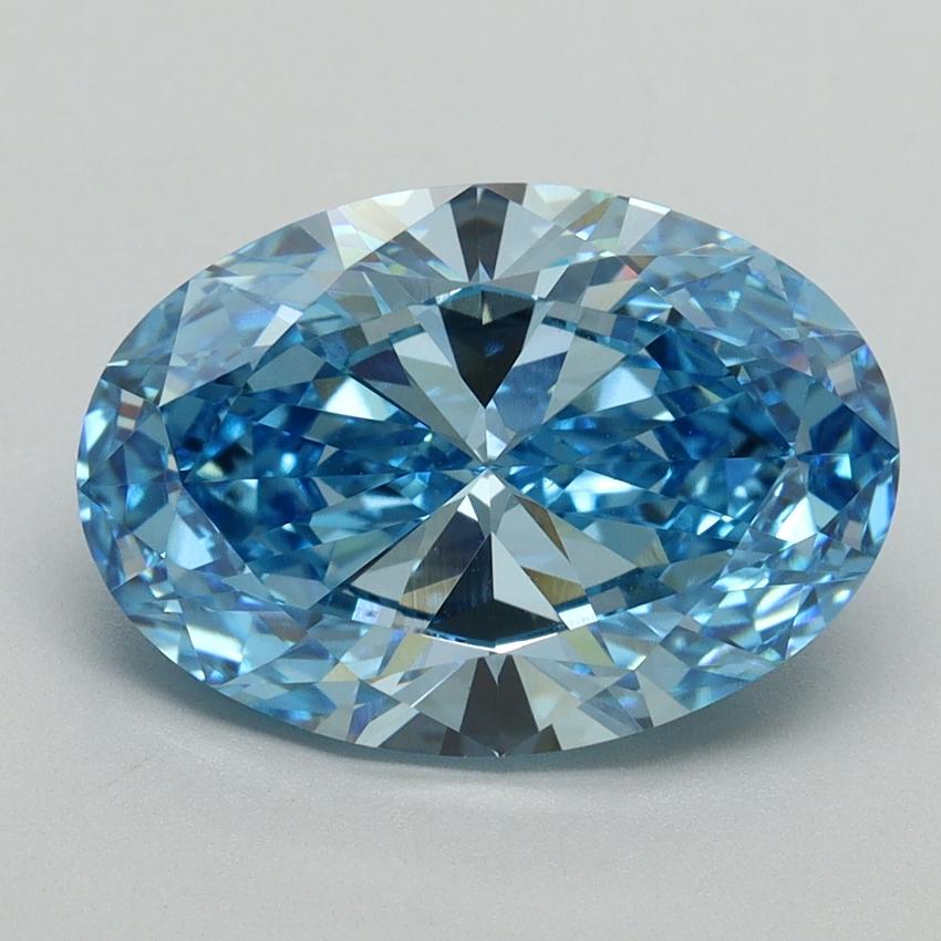 4.08 Ct. Fancy Vivid Blue Oval Lab Grown Diamond