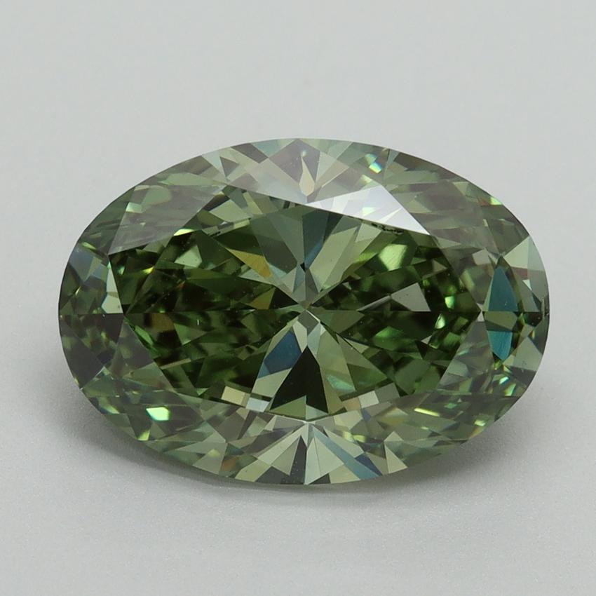 4.06 Ct. Fancy Vivid Green Oval Lab Grown Diamond