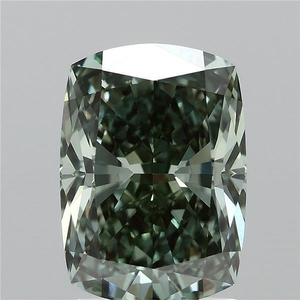 2.08 Ct. Fancy Vivid  Green Cushion Lab Grown Diamond