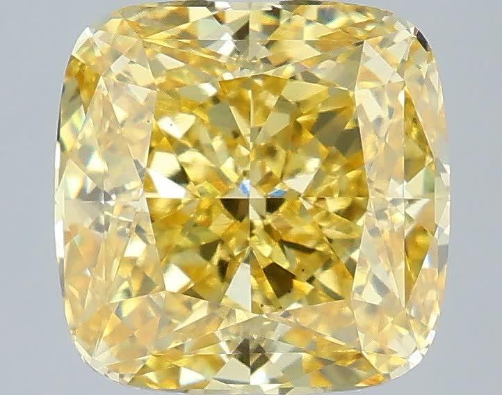 4.02 Ct. Fancy Vivid  Yellow Cushion Lab Grown Diamond