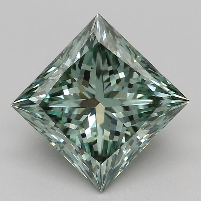1.55 Ct. Fancy Vivid Green Princess Lab Grown Diamond