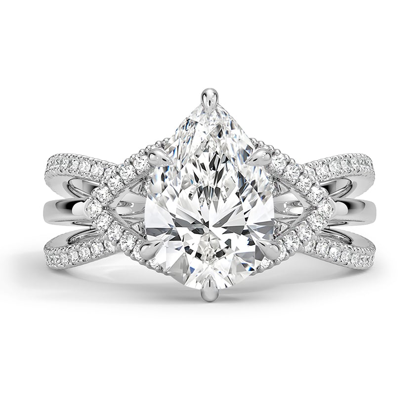 Custom Woven Band Moissanite and Diamond Ring