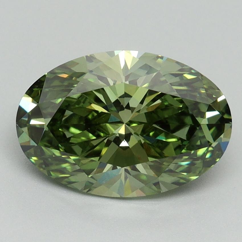 2.15 Ct. Fancy Vivid Green Oval Lab Grown Diamond