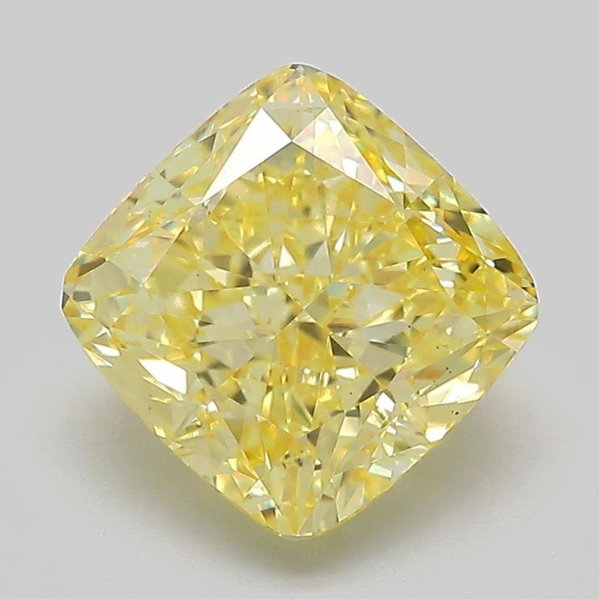 3.02 Ct. Fancy Intense Yellow Cushion Lab Grown Diamond