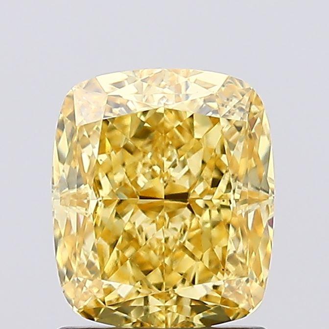1.54 Ct. Fancy Vivid Yellow Cushion Lab Grown Diamond