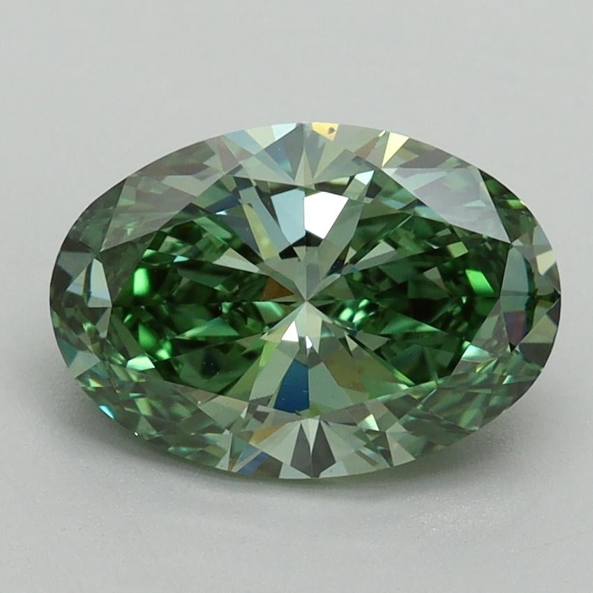 2.15 Ct. Fancy Vivid Green Oval Lab Grown Diamond