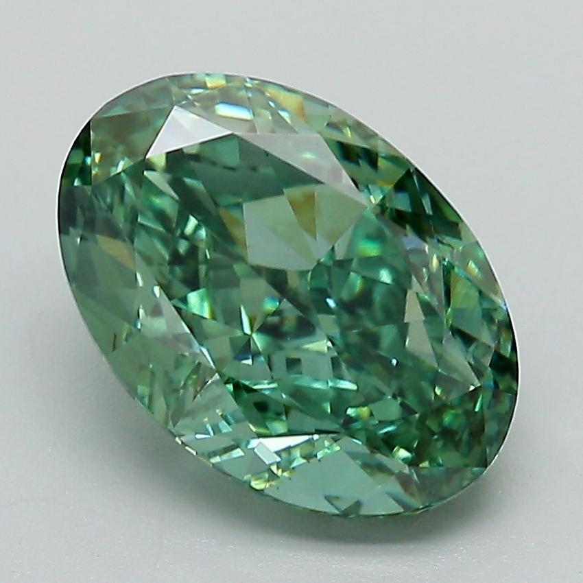 3.10 Ct. Fancy Vivid Green Oval Lab Grown Diamond