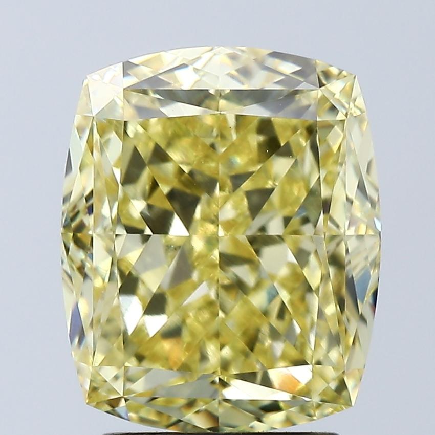 4.01 Ct. Fancy Vivid Yellow Cushion Lab Grown Diamond