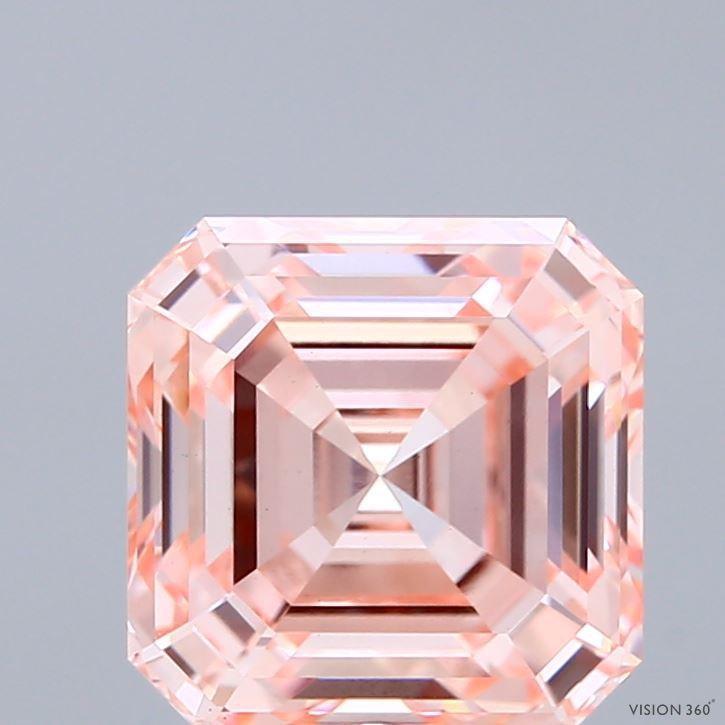 3.13 Ct. Fancy Intense Pink Asscher Lab Grown Diamond