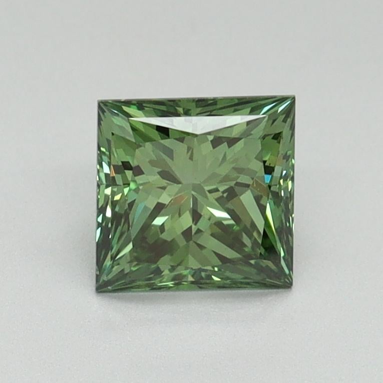 0.91 Ct. Fancy Vivid Pacific Green Princess Lab Grown Diamond
