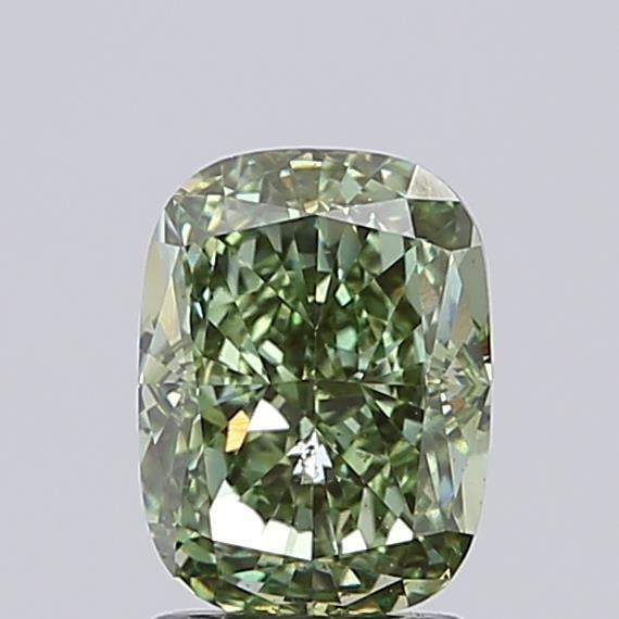 2.00 Ct. Fancy Vivid Green Cushion Lab Grown Diamond