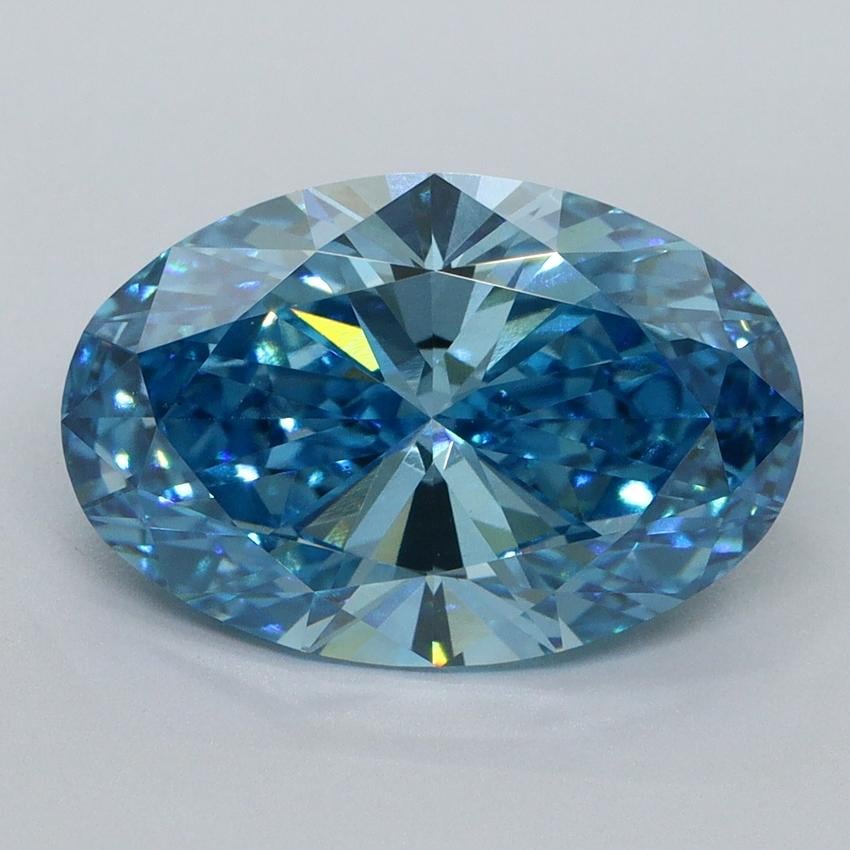 4.17 Ct. Fancy Vivid Malibu Blue Oval Lab Grown Diamond