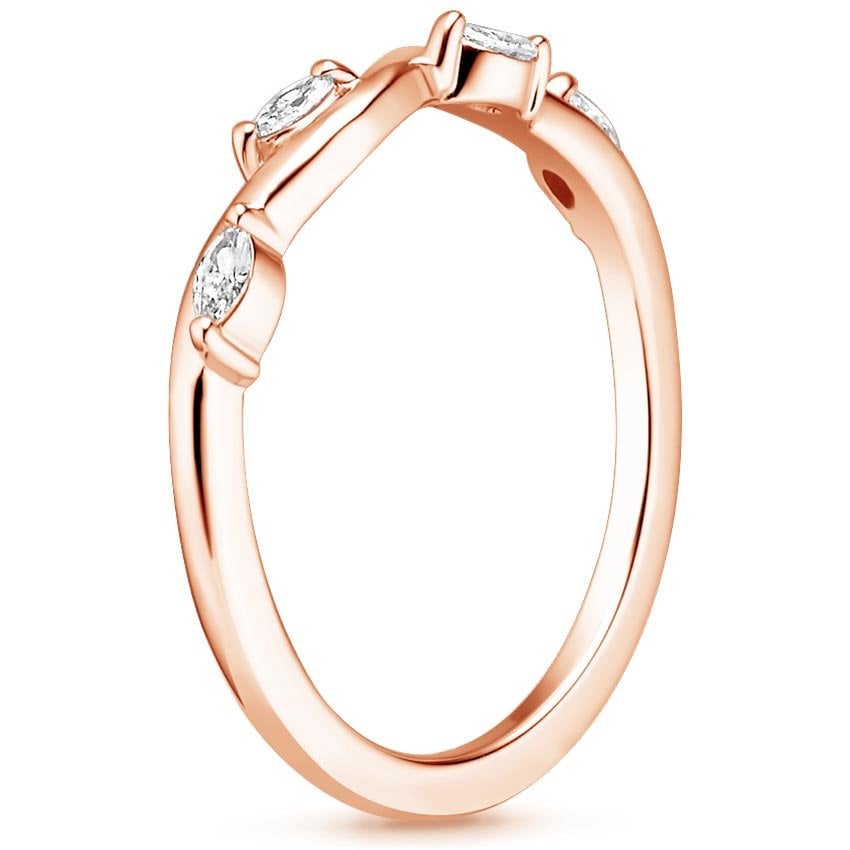 14K Rose Gold Winding Willow Diamond Ring, large side view