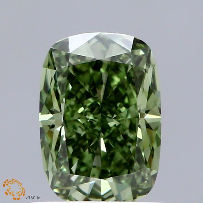 1.00 Ct. Fancy Vivid Green Cushion Lab Grown Diamond