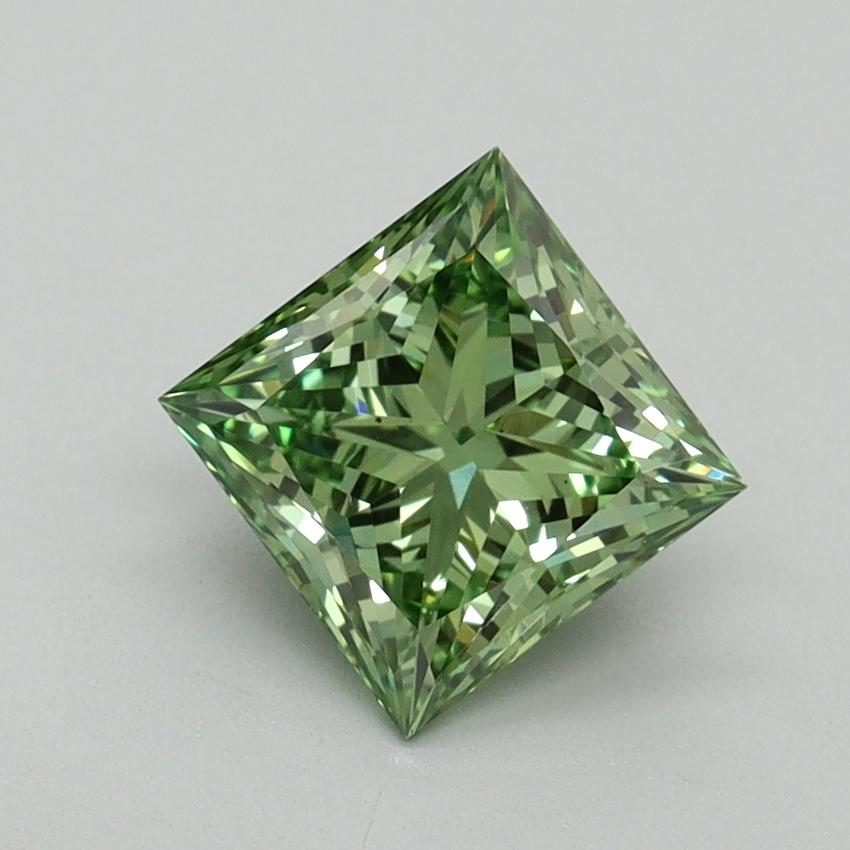 1.30 Ct. Fancy Vivid Green Princess Lab Grown Diamond
