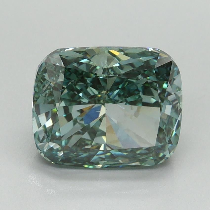 2.32 Ct. Fancy Vivid Green Cushion Lab Grown Diamond