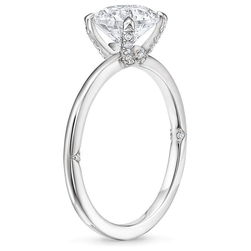 18K White Gold Petite Heritage Diamond Ring, large side view