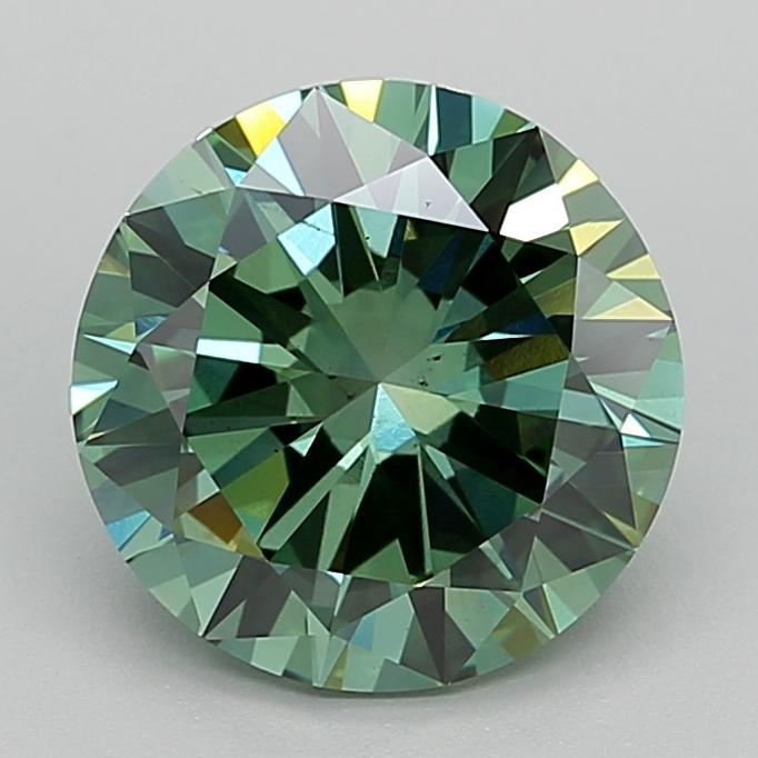 4.00 Ct. Fancy Vivid Green Round Lab Grown Diamond