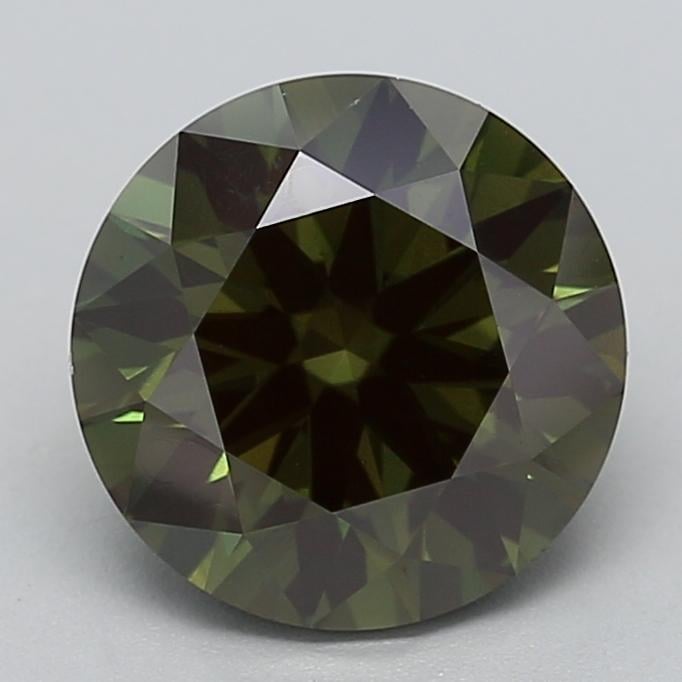 3.01 Ct. Fancy Deep  Green Round Lab Grown Diamond