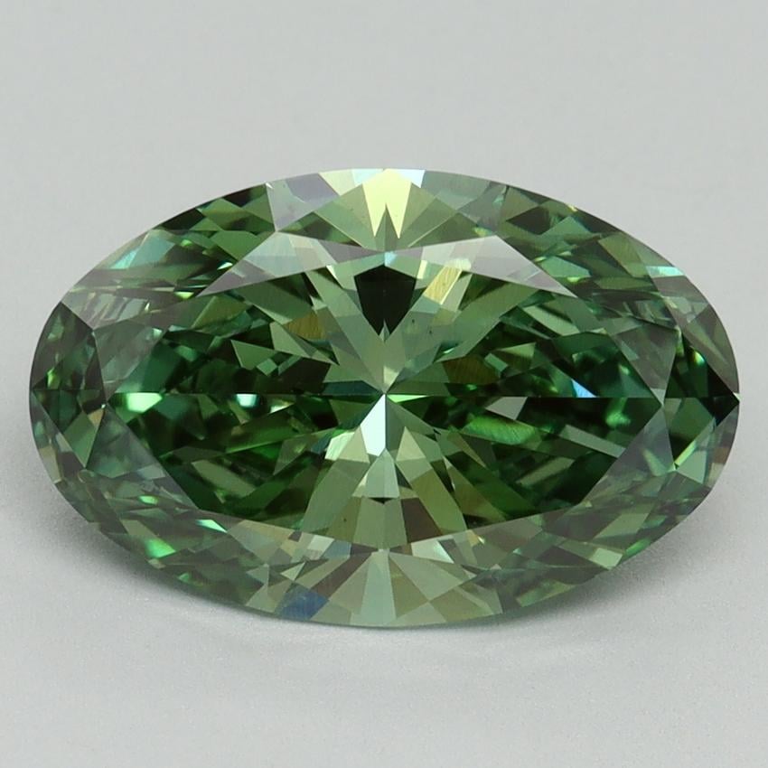 3.29 Ct. Fancy Vivid Green Oval Lab Grown Diamond